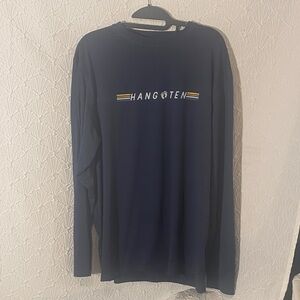 Hang Ten Men's Dark Blue Long Sleeve Tee Size L Surf Apparel Retro logo theme 70